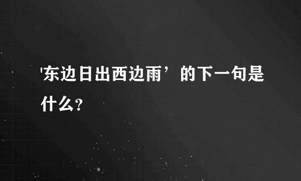 '东边日出西边雨’的下一句是什么?