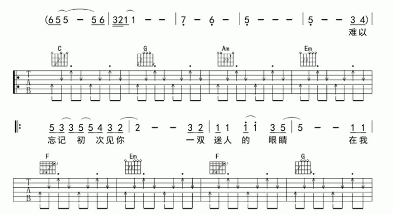 简单又好听的吉他谱,要超简单的。