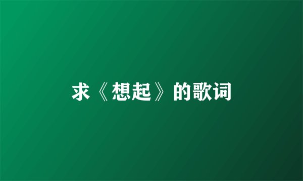 求《想起》的歌词