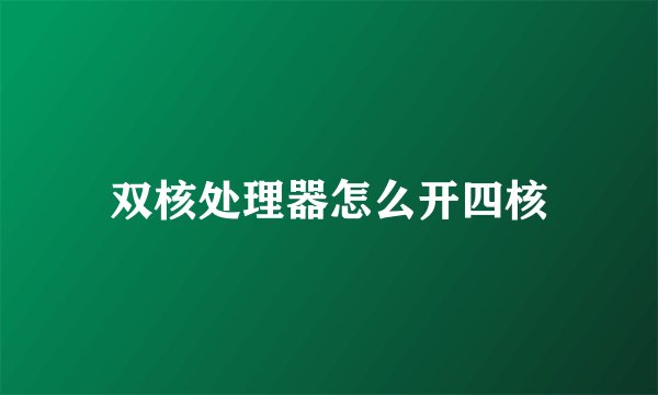 双核处理器怎么开四核