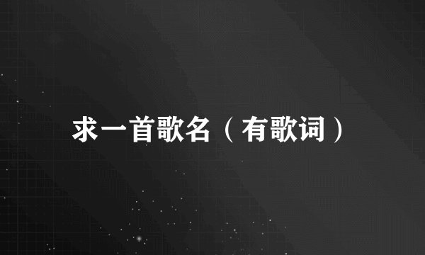 求一首歌名（有歌词）