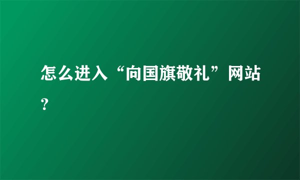 怎么进入“向国旗敬礼”网站？
