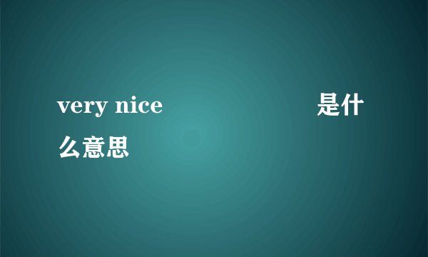 very nice 是什么意思