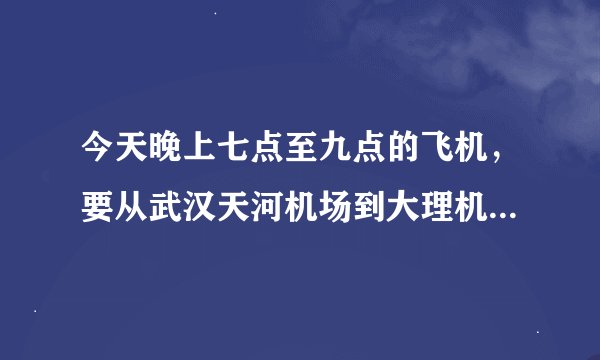 今天晚上七点至九点的飞机，要从武汉天河机场到大理机场的?谢谢了，大神帮忙啊