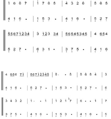 卡农钢琴谱，数字版左右手