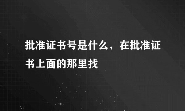 批准证书号是什么，在批准证书上面的那里找
