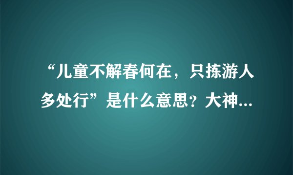 “儿童不解春何在，只拣游人多处行”是什么意思？大神们帮帮忙