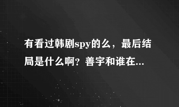 有看过韩剧spy的么，最后结局是什么啊？善宇和谁在一起了？？？