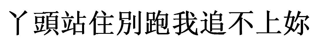 丫头站住别跑我追不上你繁体字