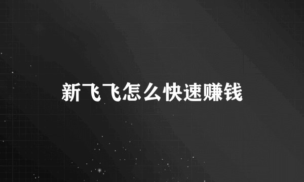 新飞飞怎么快速赚钱