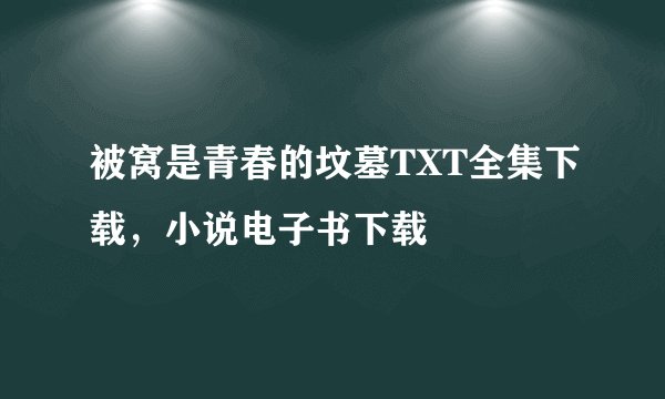 被窝是青春的坟墓TXT全集下载，小说电子书下载