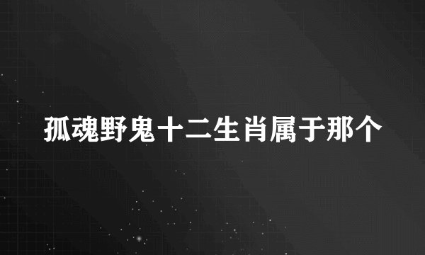 孤魂野鬼十二生肖属于那个
