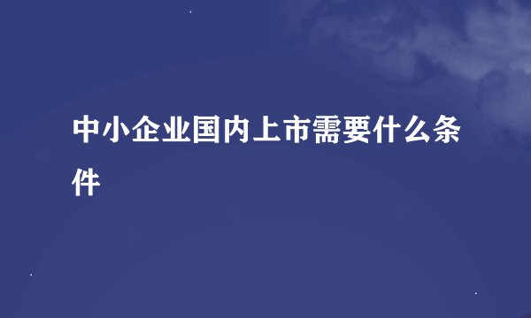 中小企业国内上市需要什么条件