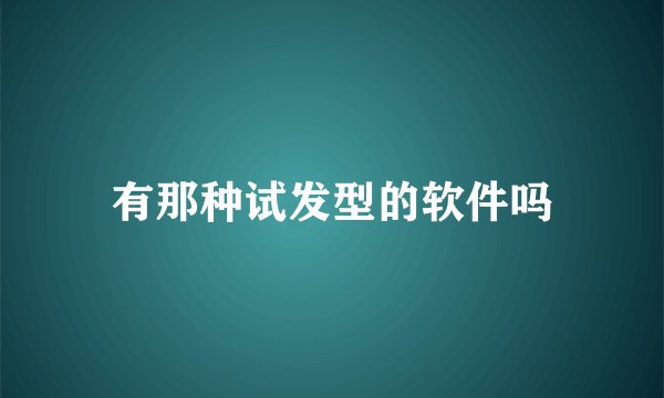 有那种试发型的软件吗