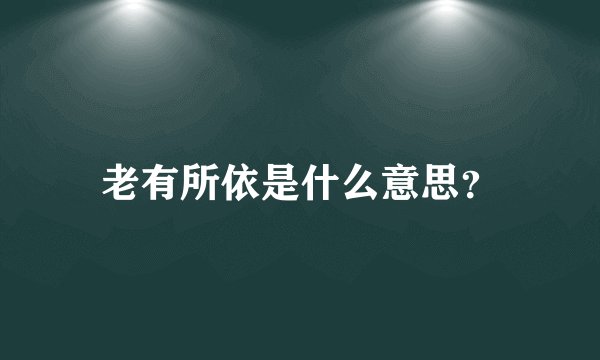 老有所依是什么意思？