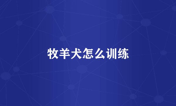 牧羊犬怎么训练