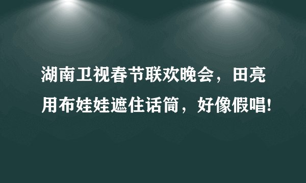 湖南卫视春节联欢晚会，田亮用布娃娃遮住话筒，好像假唱!
