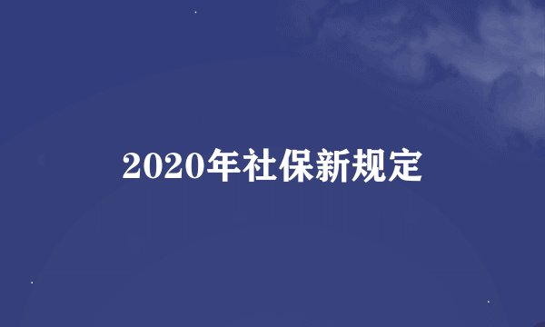 2020年社保新规定