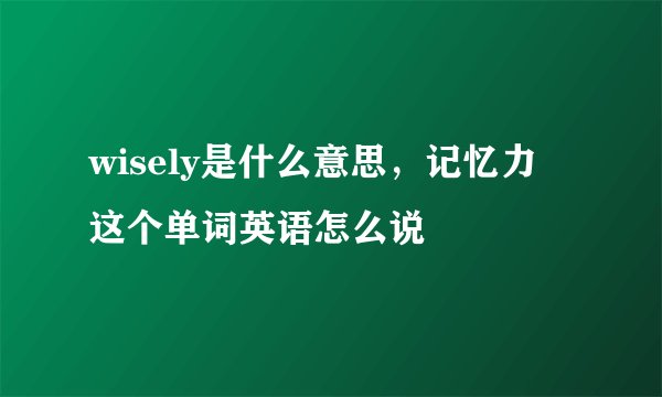 wisely是什么意思，记忆力 这个单词英语怎么说