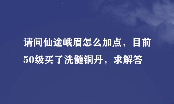请问仙途峨眉怎么加点，目前50级买了洗髓铜丹，求解答