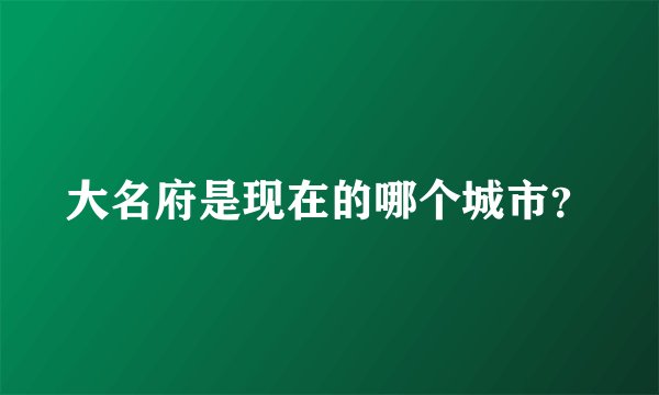 大名府是现在的哪个城市？