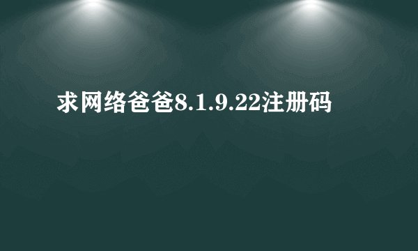 求网络爸爸8.1.9.22注册码