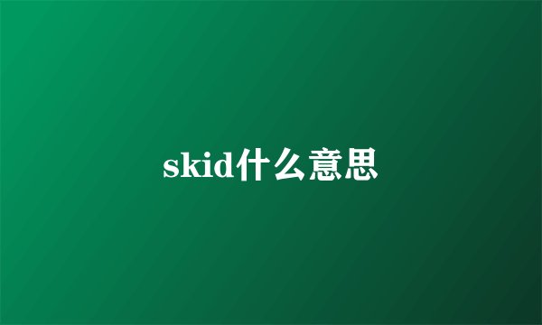 skid什么意思