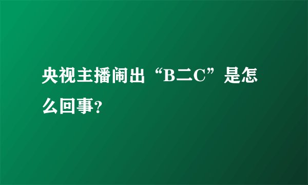央视主播闹出“B二C”是怎么回事？