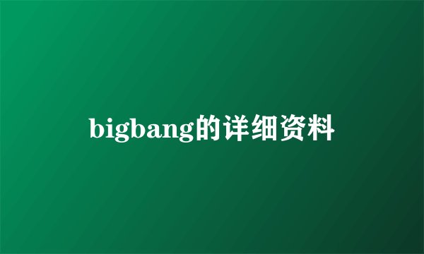 bigbang的详细资料