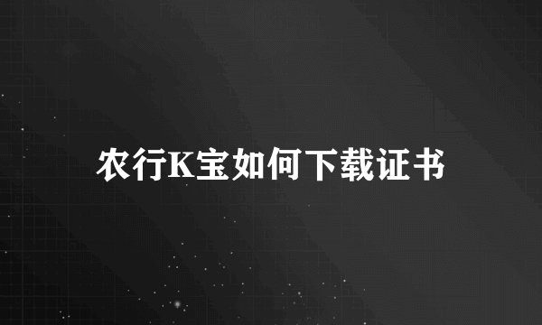 农行K宝如何下载证书