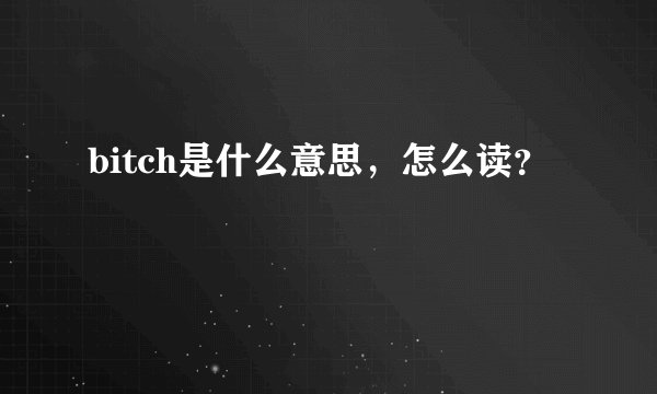 bitch是什么意思，怎么读？