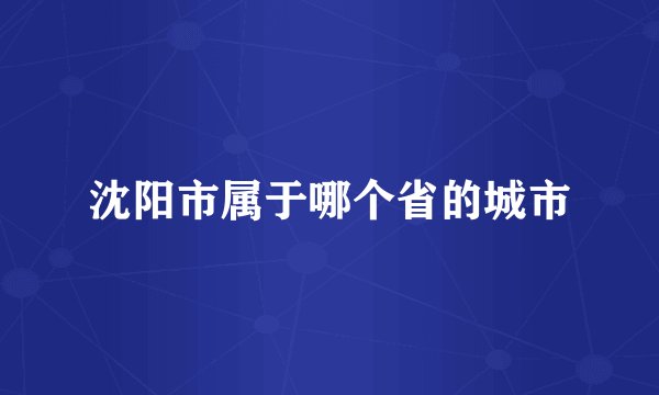 沈阳市属于哪个省的城市