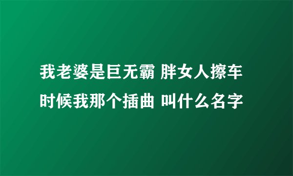 我老婆是巨无霸 胖女人擦车时候我那个插曲 叫什么名字