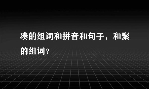 凑的组词和拼音和句子，和聚的组词？