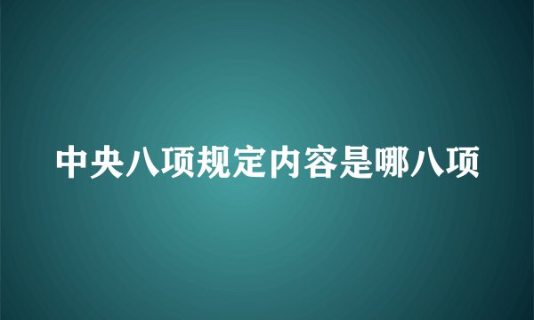 中央八项规定内容是哪八项