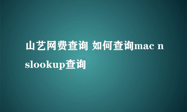 山艺网费查询 如何查询mac nslookup查询