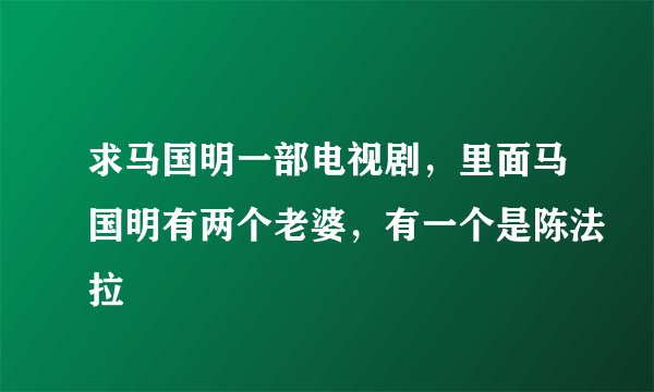 求马国明一部电视剧，里面马国明有两个老婆，有一个是陈法拉