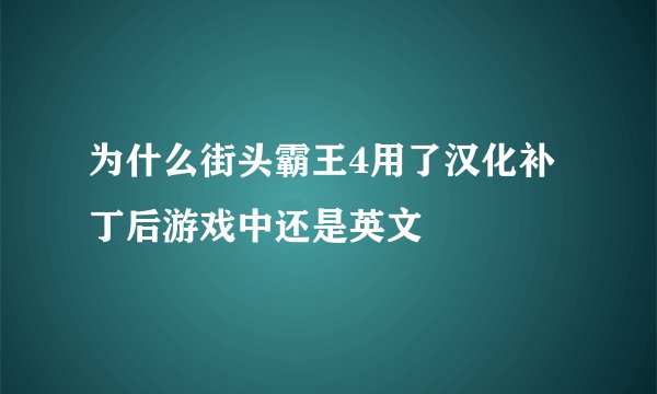 为什么街头霸王4用了汉化补丁后游戏中还是英文