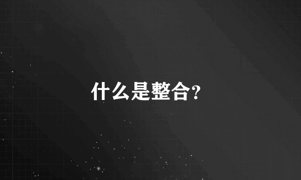 什么是整合？