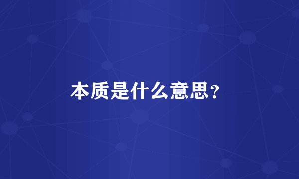 本质是什么意思？