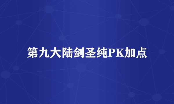 第九大陆剑圣纯PK加点