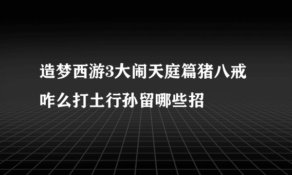 造梦西游3大闹天庭篇猪八戒咋么打土行孙留哪些招