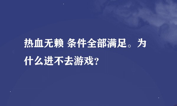 热血无赖 条件全部满足。为什么进不去游戏？