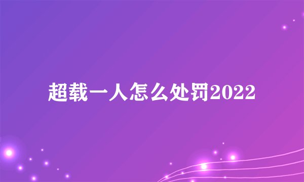 超载一人怎么处罚2022