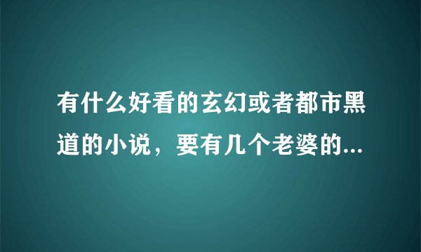 有什么好看的玄幻或者都市黑道的小说，要有几个老婆的，但不种马，
