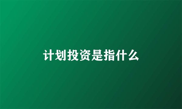计划投资是指什么