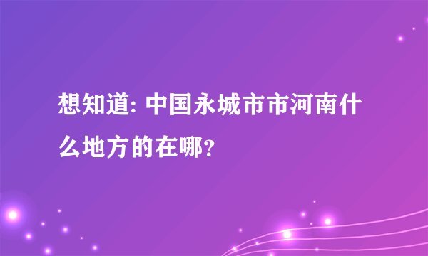 想知道: 中国永城市市河南什么地方的在哪？