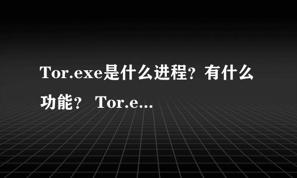 Tor.exe是什么进程？有什么功能？ Tor.exe程序文件及功能介绍