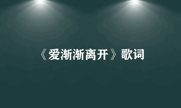 《爱渐渐离开》歌词
