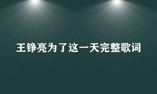 王铮亮为了这一天完整歌词
